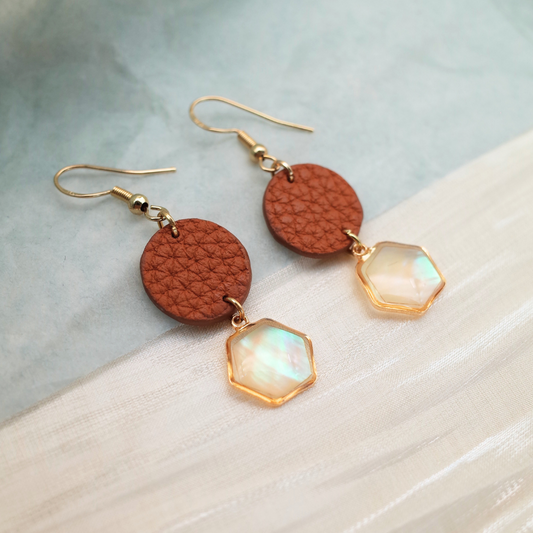 Double Circular Leather Earrings