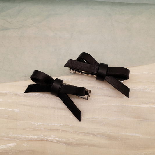 Leather Bow Hair Clip-1 Pair