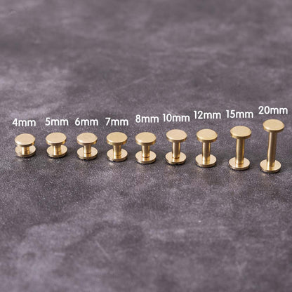 Solid Brass Flat Rivets and Stud-6 Set