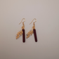 Leafy Gold Accent Leather Earrings