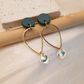 Swarovski Crystal Gold Ring Circular Leather Earrings