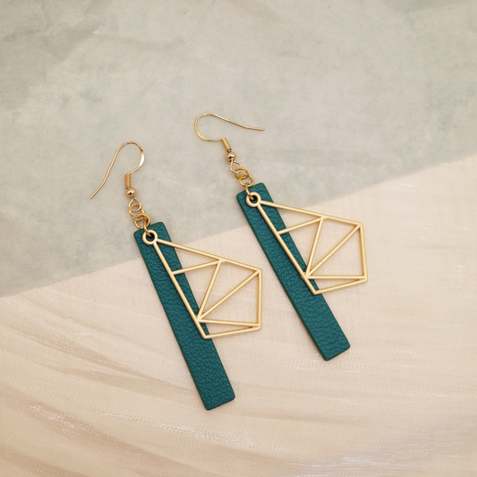 Geometric Pendant-Style Leather Earrings