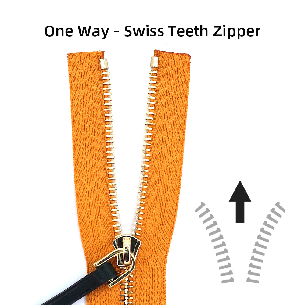 Swiss Teeth Metal Continuous #3 Zipper, Gold Teeth