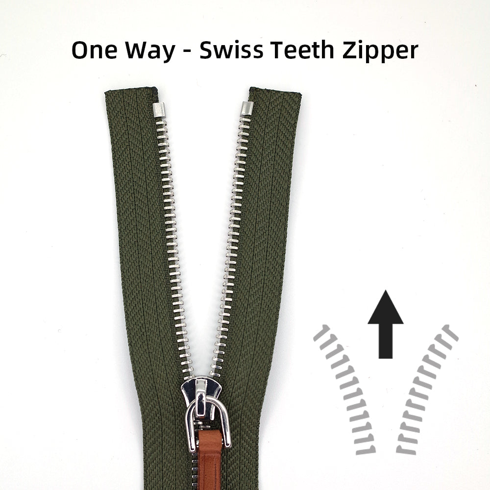 Swiss Teeth Metal Continuous #3 Zipper, Silver Teeth