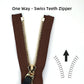 Swiss Teeth Metal Continuous #5 Zipper, Gold Teeth