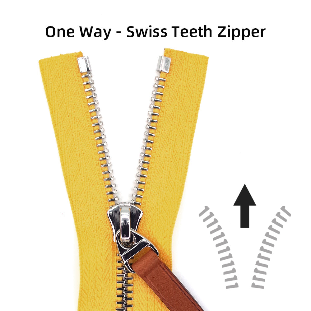 Swiss Teeth Metal Continuous #5 Zipper, Silver Teeth